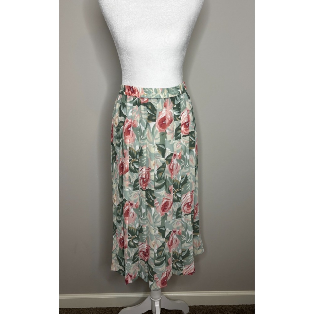 Vintage‎ Pleated Koret Midi Long Skirt Floral Print Cottage Core Size 16